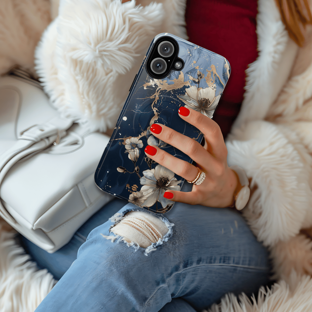 Marble Floral MagSafe iPhone Case