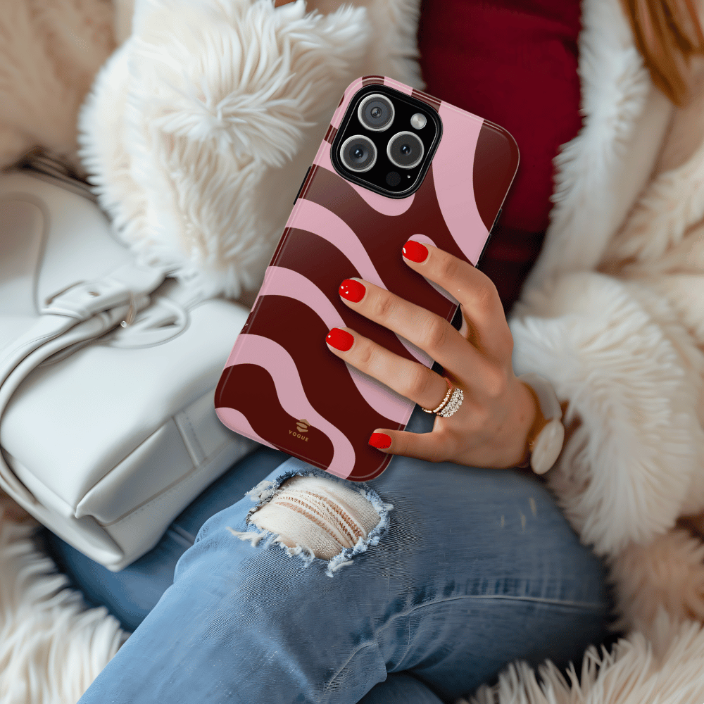 Maroon Ripple iPhone Tough Case