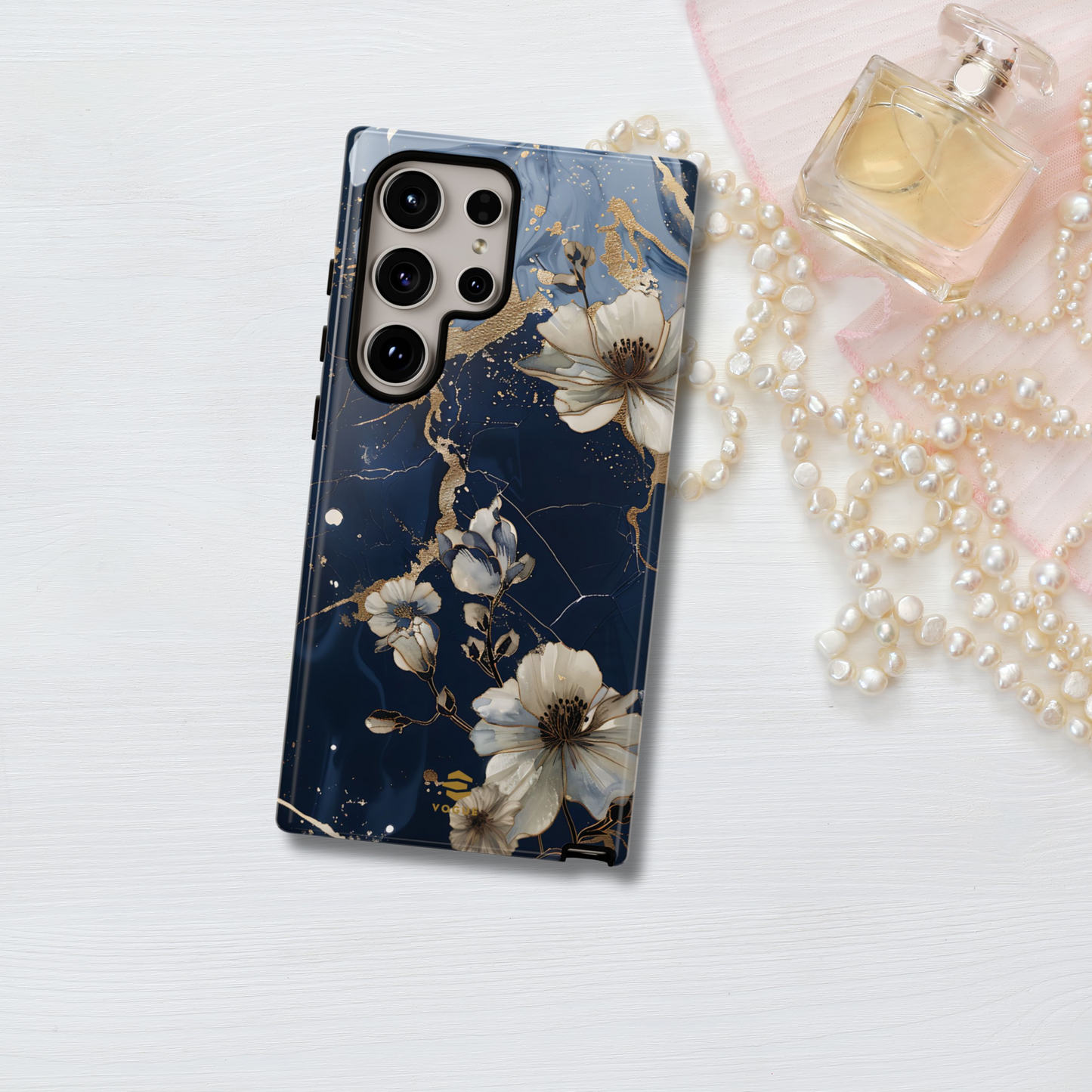 Funda Samsung con diseño floral de mármol