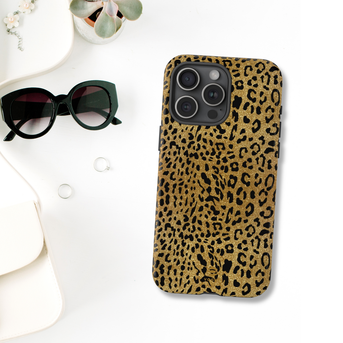 iPhone-Hülle mit goldenem Leopardenmuster
