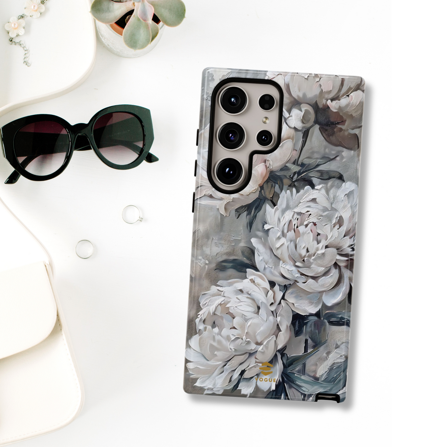 Funda para Samsung con pintura de peonías