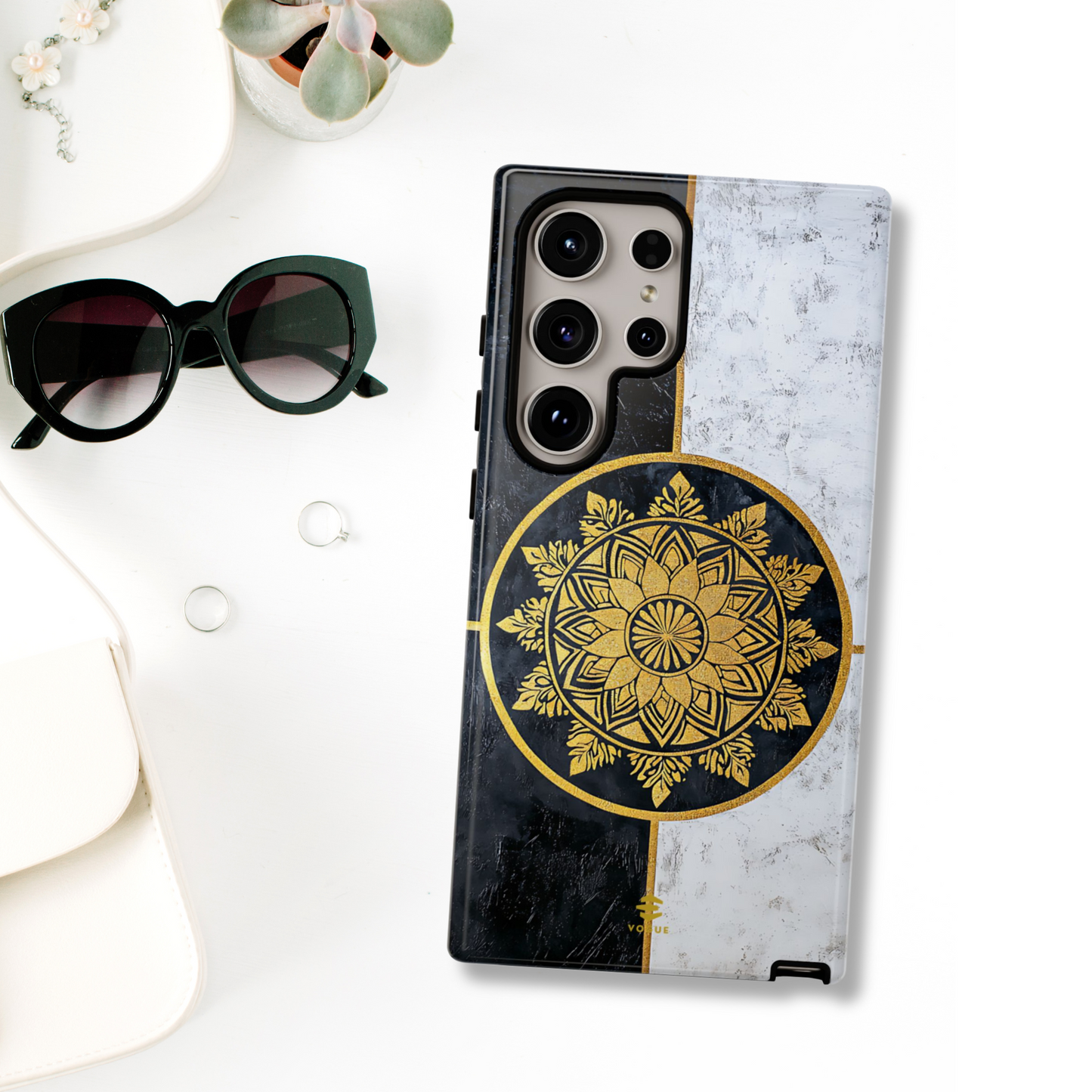 Funda para Samsung con diseño de mandala dorado