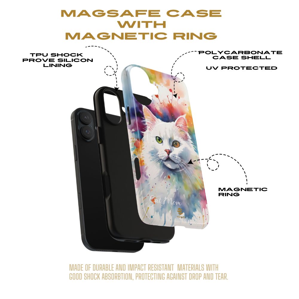 Custom White Cat Magsafe Phone Case