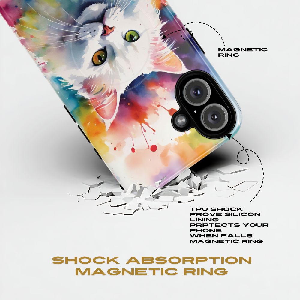 Custom White Cat Magsafe Phone Case