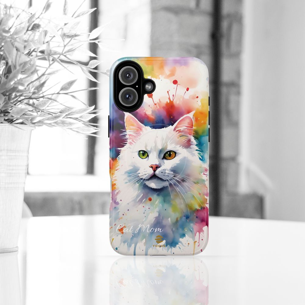 Custom White Cat Magsafe Phone Case