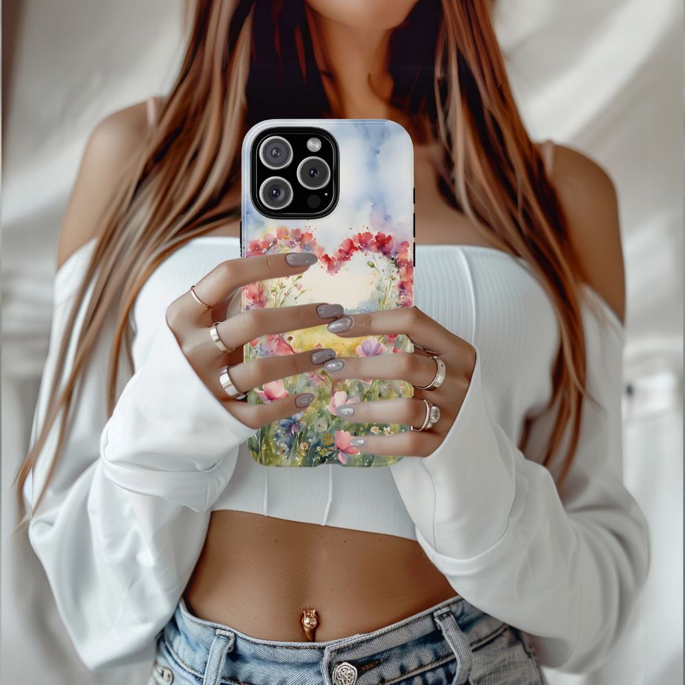 Flower heart iPhone Tough Case