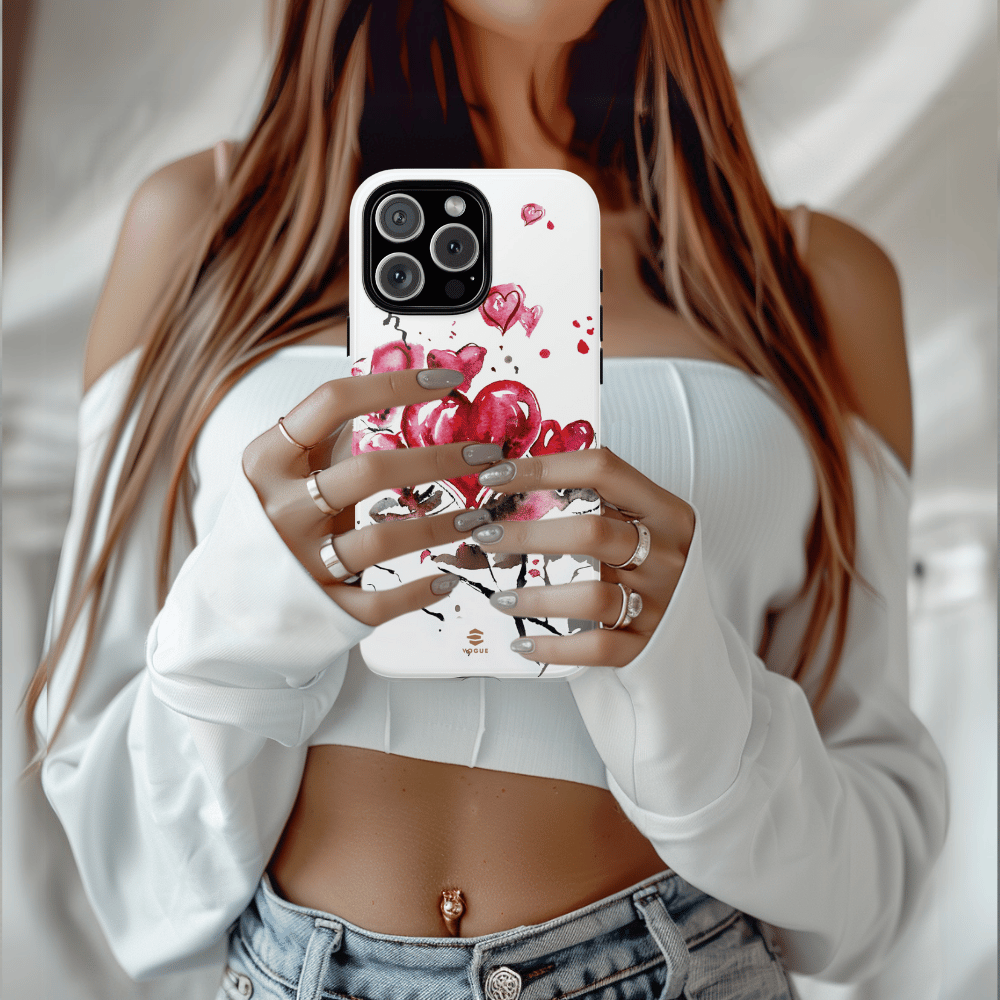 Abstract Hearts Art - iPhone Case, Love, Valentine's Day Gift for Her Protective tough Cover