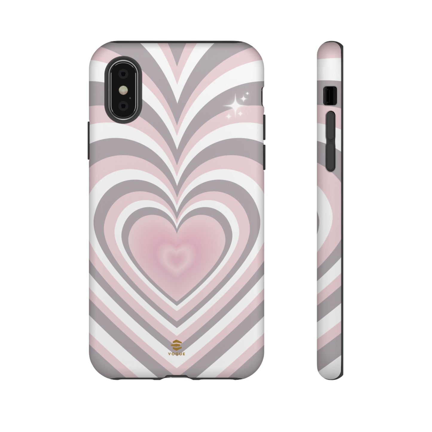 Pink & Grey Heart Design - Phone Case, Love, Valentine's Day Gift for Her