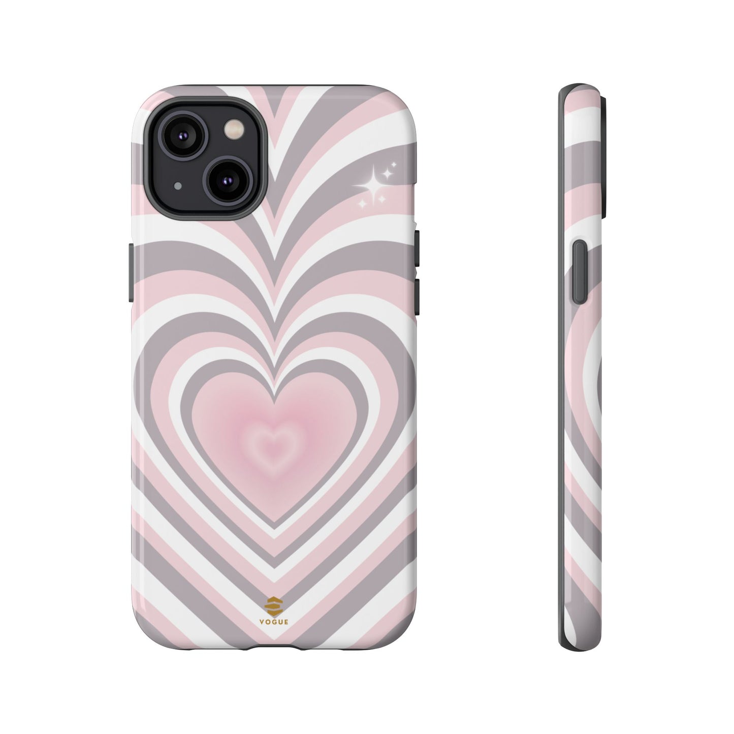 Pink & Grey Heart Design - Phone Case, Love, Valentine's Day Gift for Her