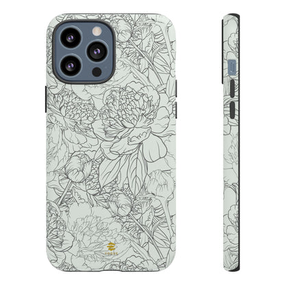 Funda para iPhone con diseño de peonías y salvia