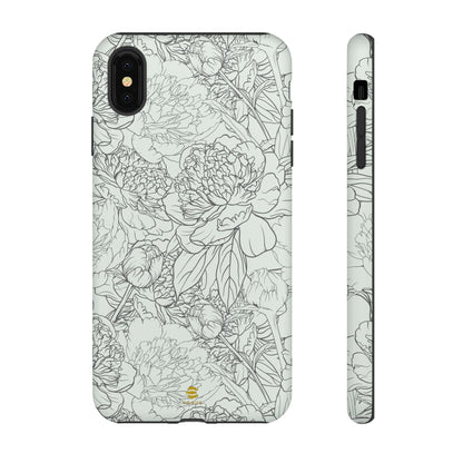 Funda para iPhone con diseño de peonías y salvia