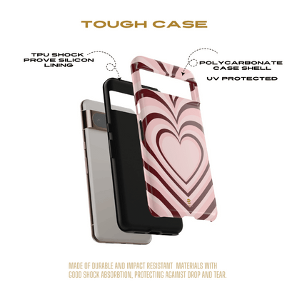 Burgundy Hearts Phone Case For Valentine's day Google pixel