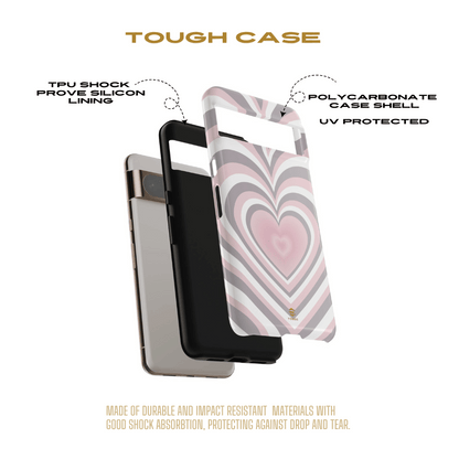 Pink & Grey Heart Phone Case For Valentine's day