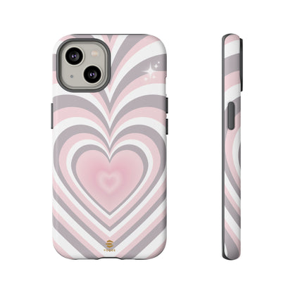 Pink & Grey Heart Design - Phone Case, Love, Valentine's Day Gift for Her