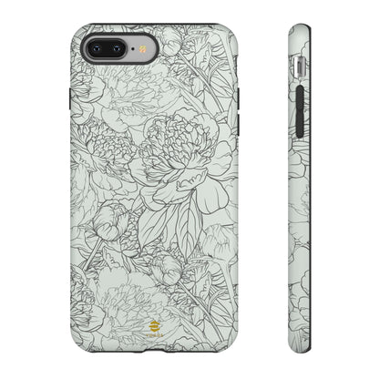 Funda para iPhone con diseño de peonías y salvia