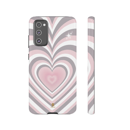 Pink & Grey Heart Design - Phone Case, Love, Valentine's Day Gift for Her