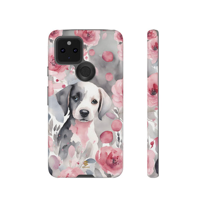 Cute Puppy Google Phone Case For Valentine's day Pink & Grey durable Protective Cover