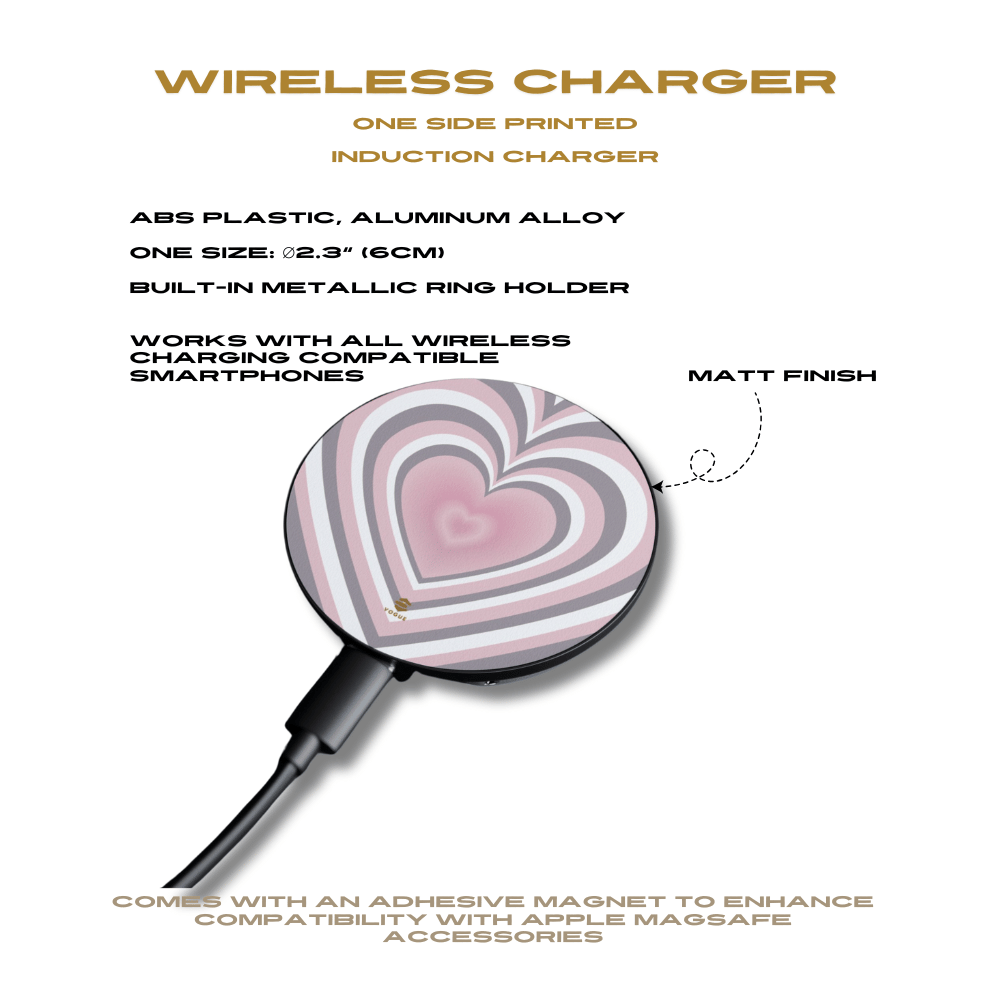 Pink & Grey Hearts  Induction Charger