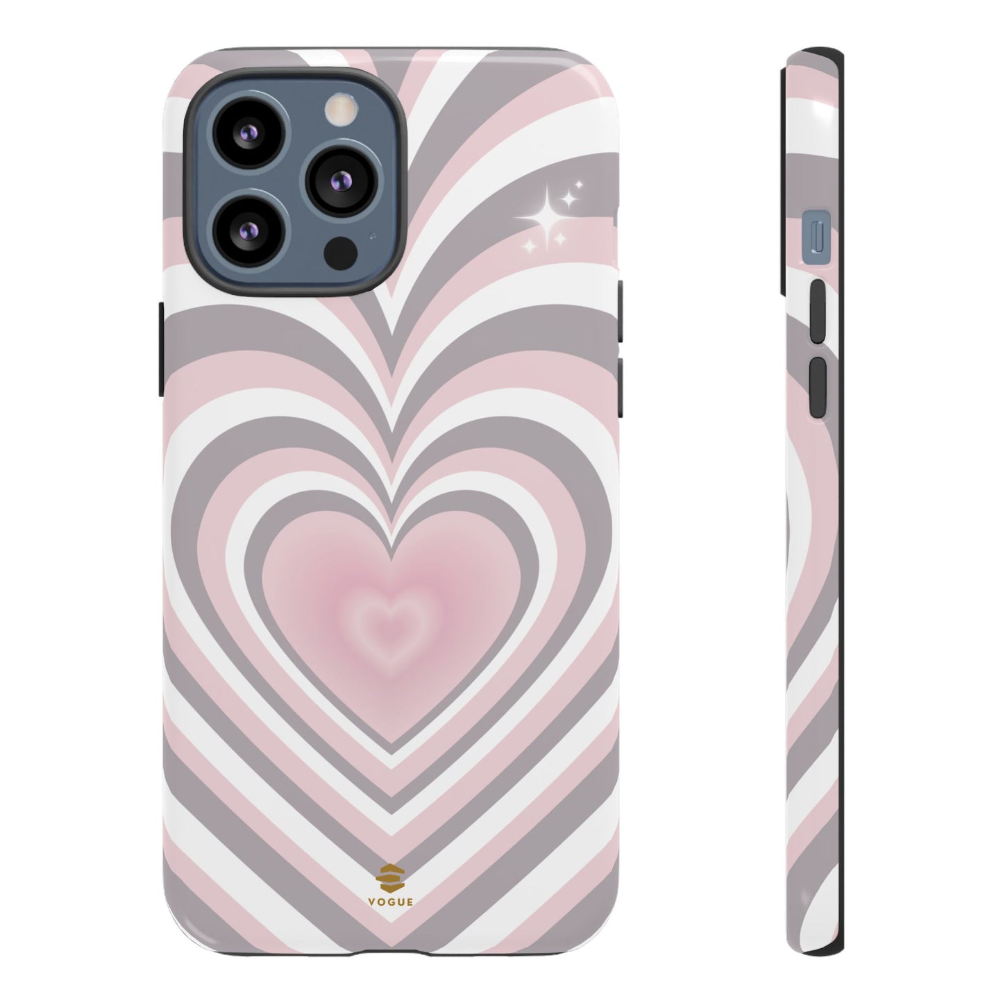 Pink & Grey Heart Design - Phone Case, Love, Valentine's Day Gift for Her