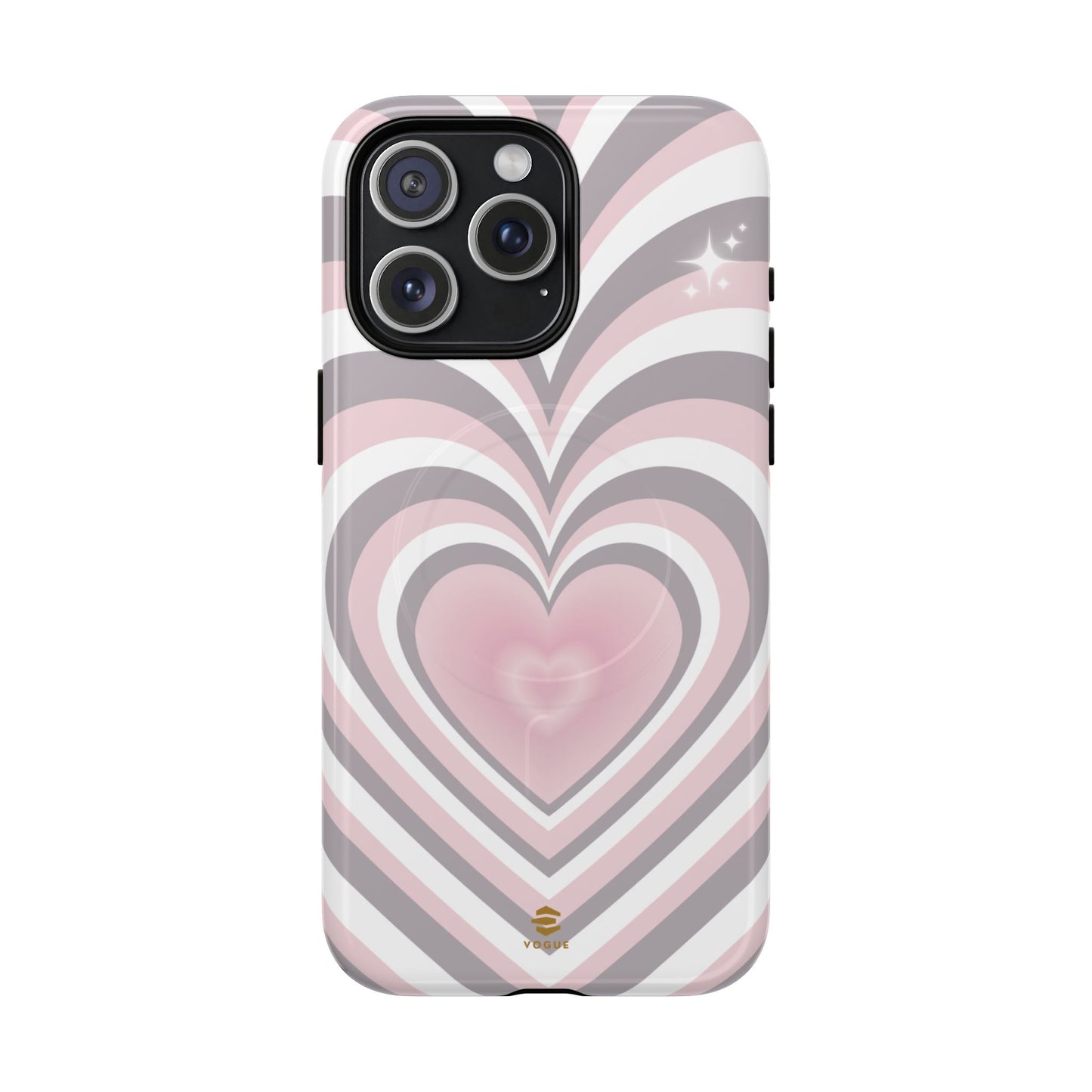 Pink & Grey Heart Design - Phone Case MagSafe, Love, Valentine's Day Gift for Her