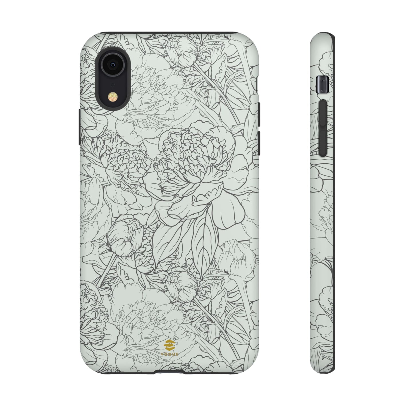 Funda para iPhone con diseño de peonías y salvia