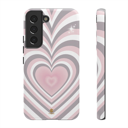 Pink & Grey Heart Design - Phone Case, Love, Valentine's Day Gift for Her