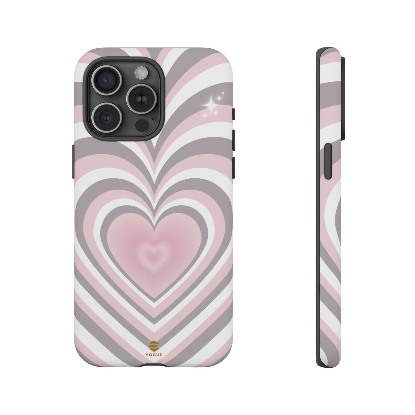 Pink & Grey Heart Design - Phone Case, Love, Valentine's Day Gift for Her