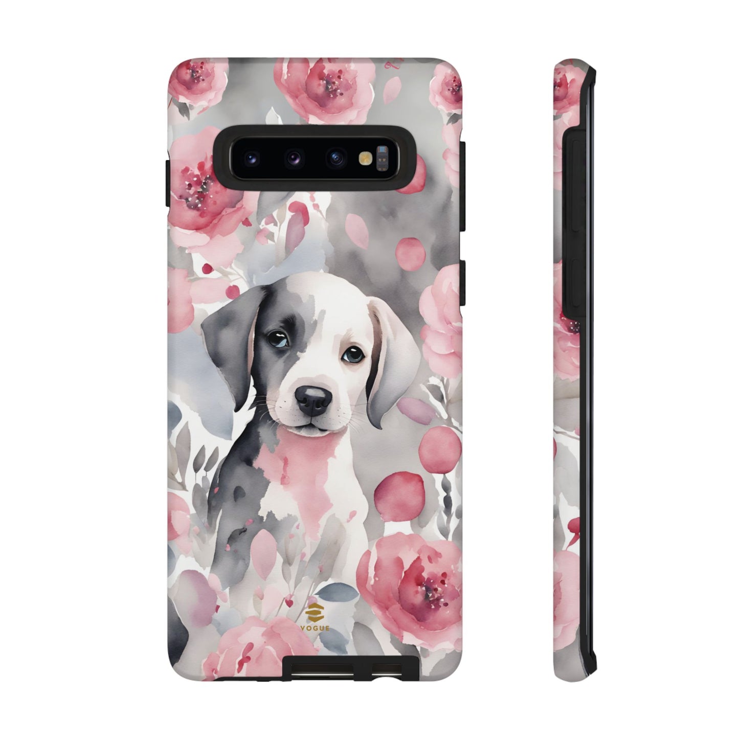 Cute Puppy Samsung Phone Case, Love, Valentine's Day Gift for Her Pink & Grey Protective cover