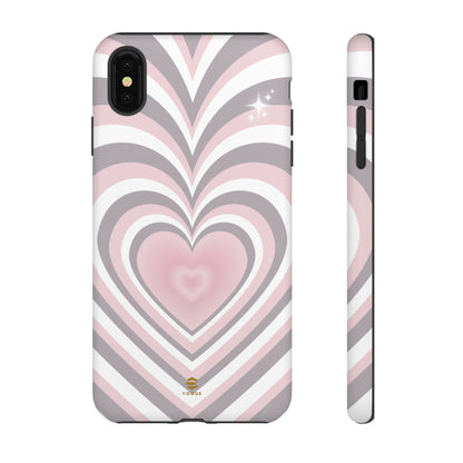 Pink & Grey Heart Design - Phone Case, Love, Valentine's Day Gift for Her