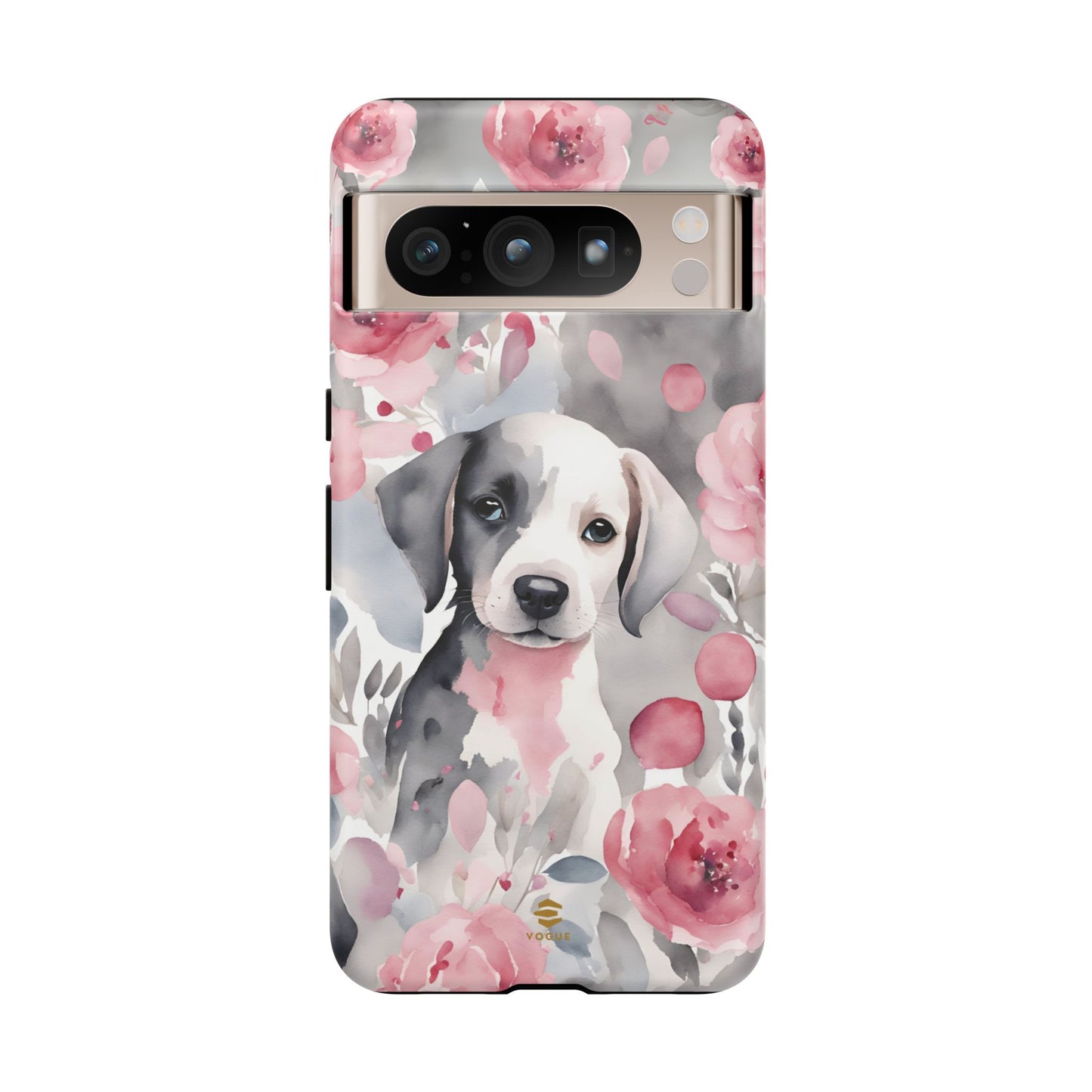 Cute Puppy Google Phone Case For Valentine's day Pink & Grey durable Protective Cover