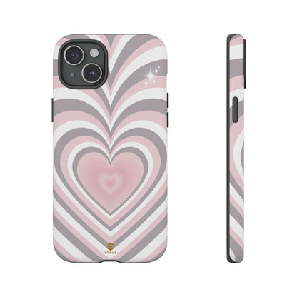 Pink & Grey Heart Design - Phone Case, Love, Valentine's Day Gift for Her