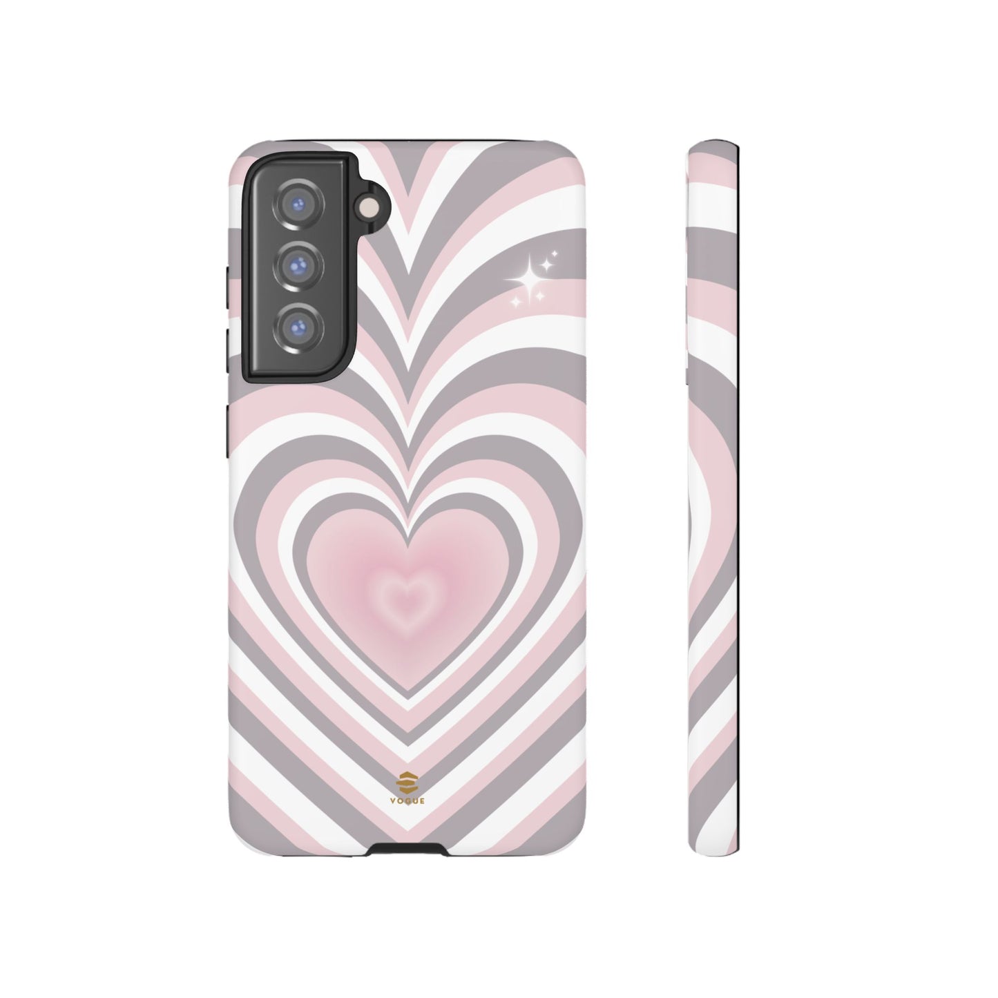 Pink & Grey Heart Design - Phone Case, Love, Valentine's Day Gift for Her