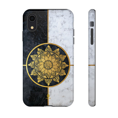 Funda para iPhone con diseño de mandala dorado