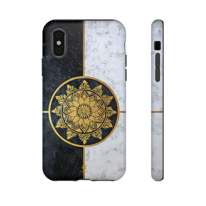 Funda para iPhone con diseño de mandala dorado