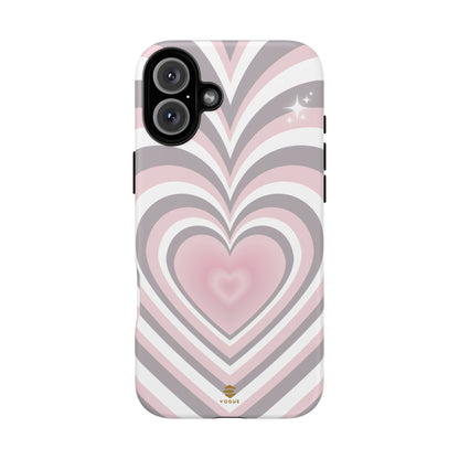 Pink & Grey Heart Design - Phone Case, Love, Valentine's Day Gift for Her