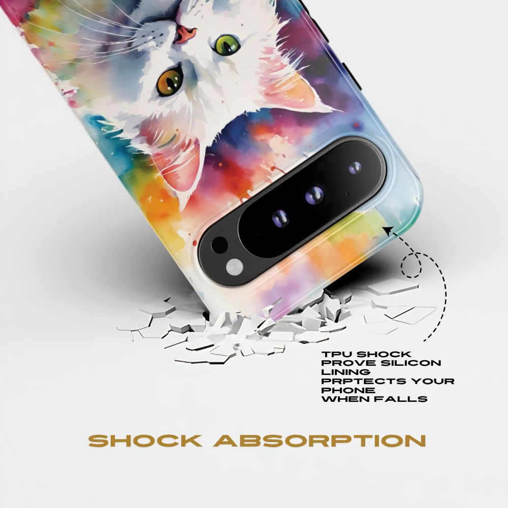 Custom White Cat Google Pixel Tough Phone Case
