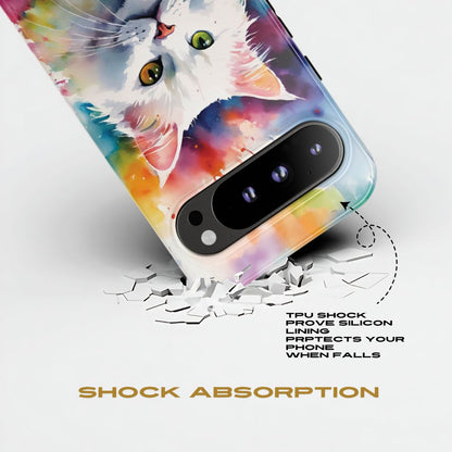 Custom White Cat Google Pixel Tough Phone Case