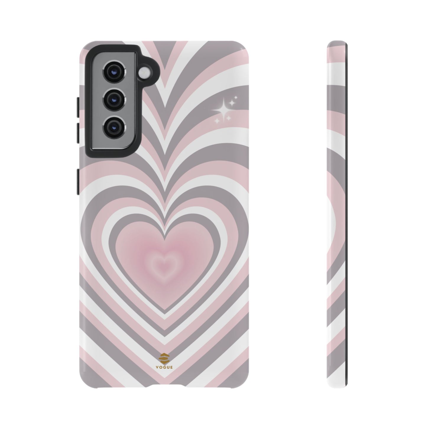 Pink & Grey Heart Design - Phone Case, Love, Valentine's Day Gift for Her