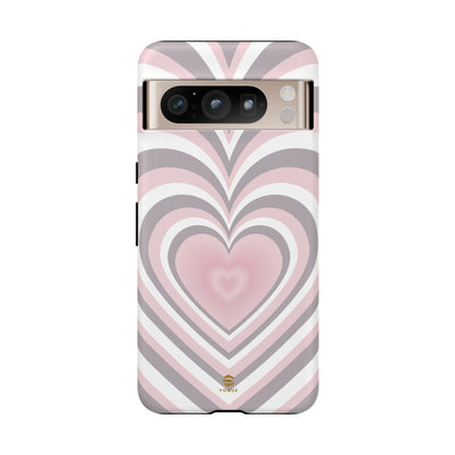 Pink & Grey Heart Phone Case For Valentine's day