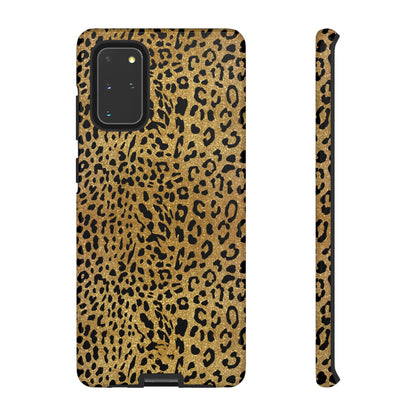 Goldene Samsung-Hülle mit Leopardenmuster