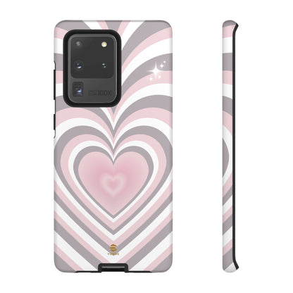 Pink & Grey Heart Design - Phone Case, Love, Valentine's Day Gift for Her