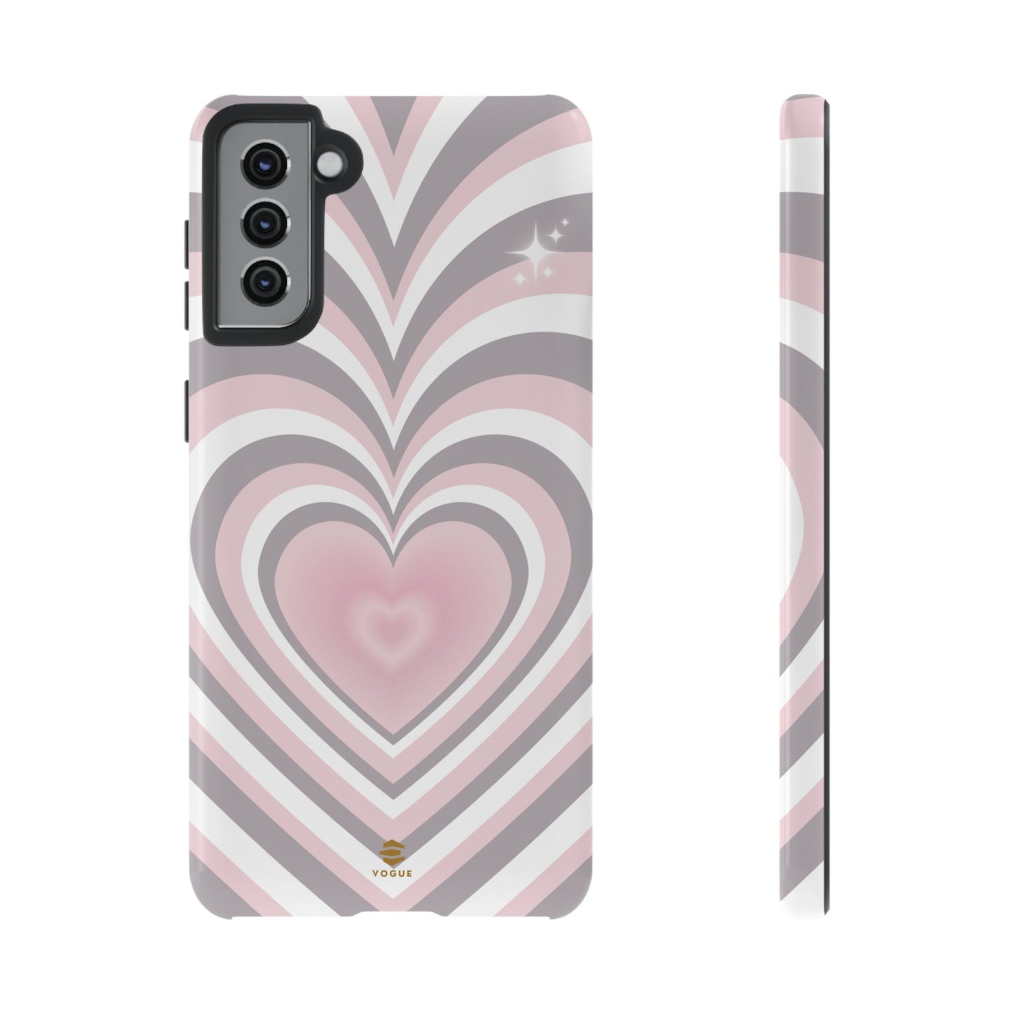 Pink & Grey Heart Design - Phone Case, Love, Valentine's Day Gift for Her