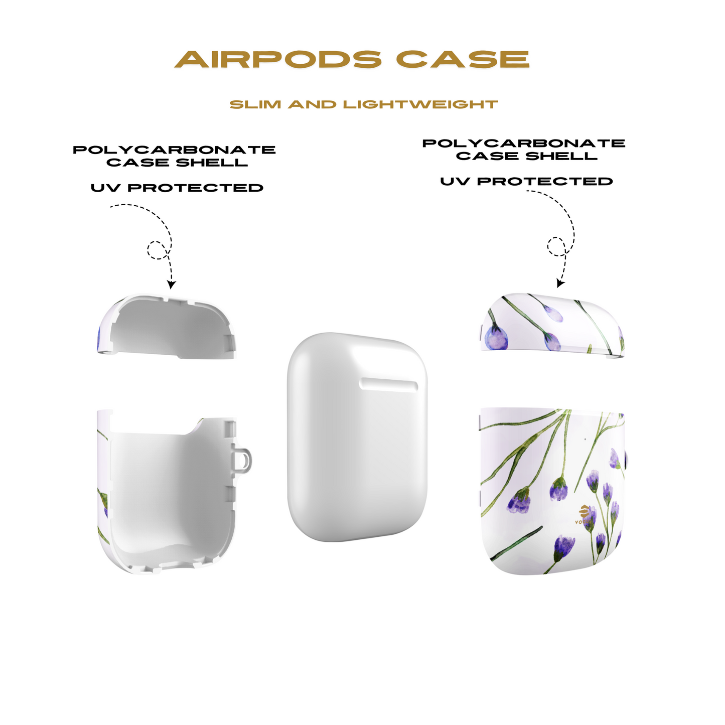 Estuches para AirPods con diseño de flores de color lila