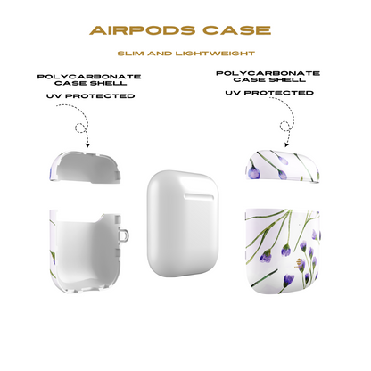 Estuches para AirPods con diseño de flores de color lila