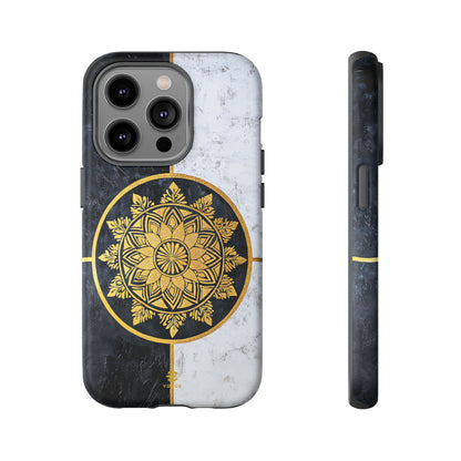 Funda para iPhone con diseño de mandala dorado