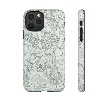 Funda para iPhone con diseño de peonías y salvia