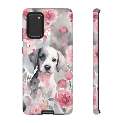 Cute Puppy Samsung Phone Case, Love, Valentine's Day Gift for Her Pink & Grey Protective cover