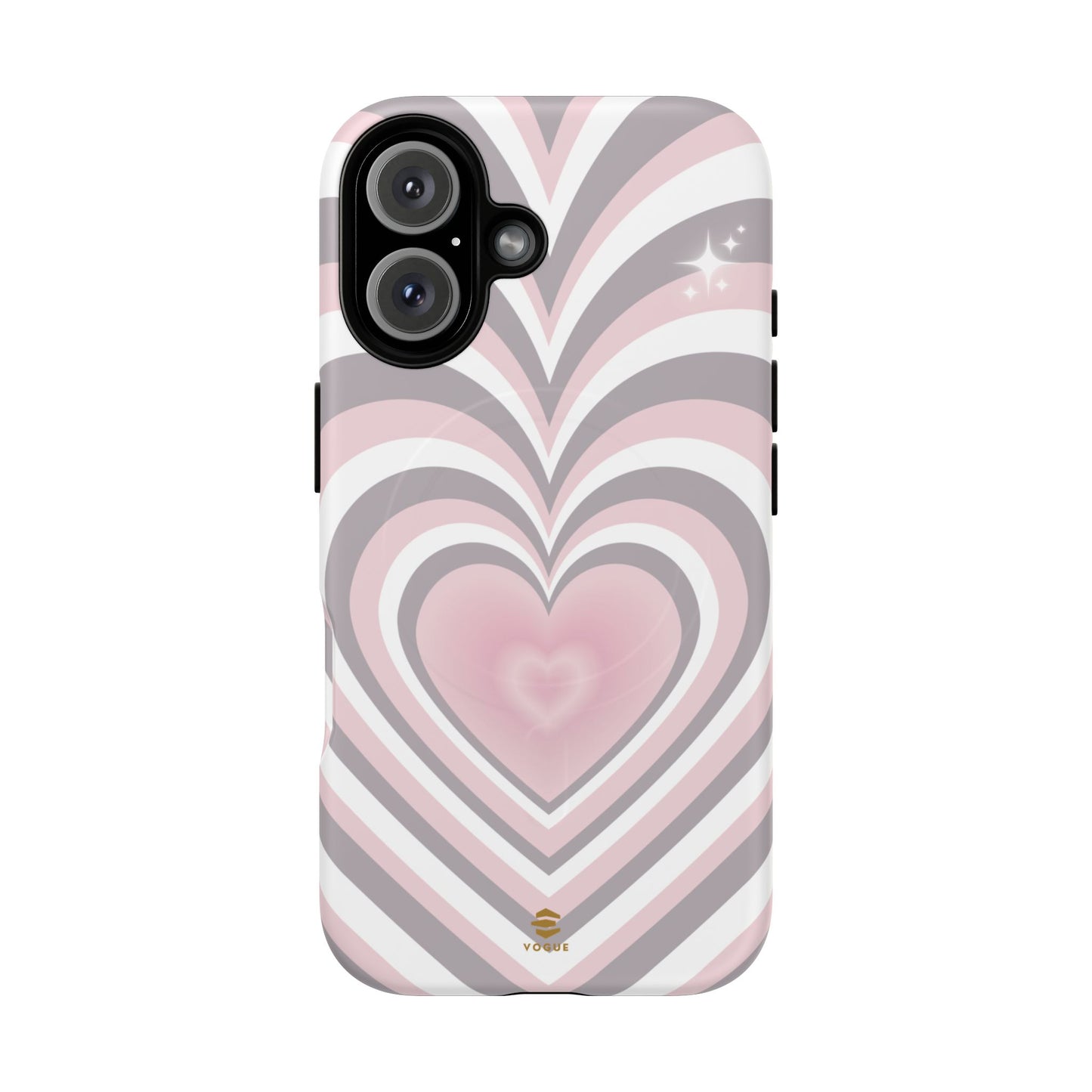 Pink & Grey Heart Design - Phone Case MagSafe, Love, Valentine's Day Gift for Her