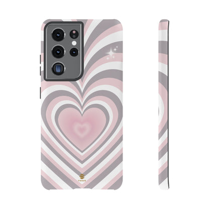 Pink & Grey Heart Design - Phone Case, Love, Valentine's Day Gift for Her