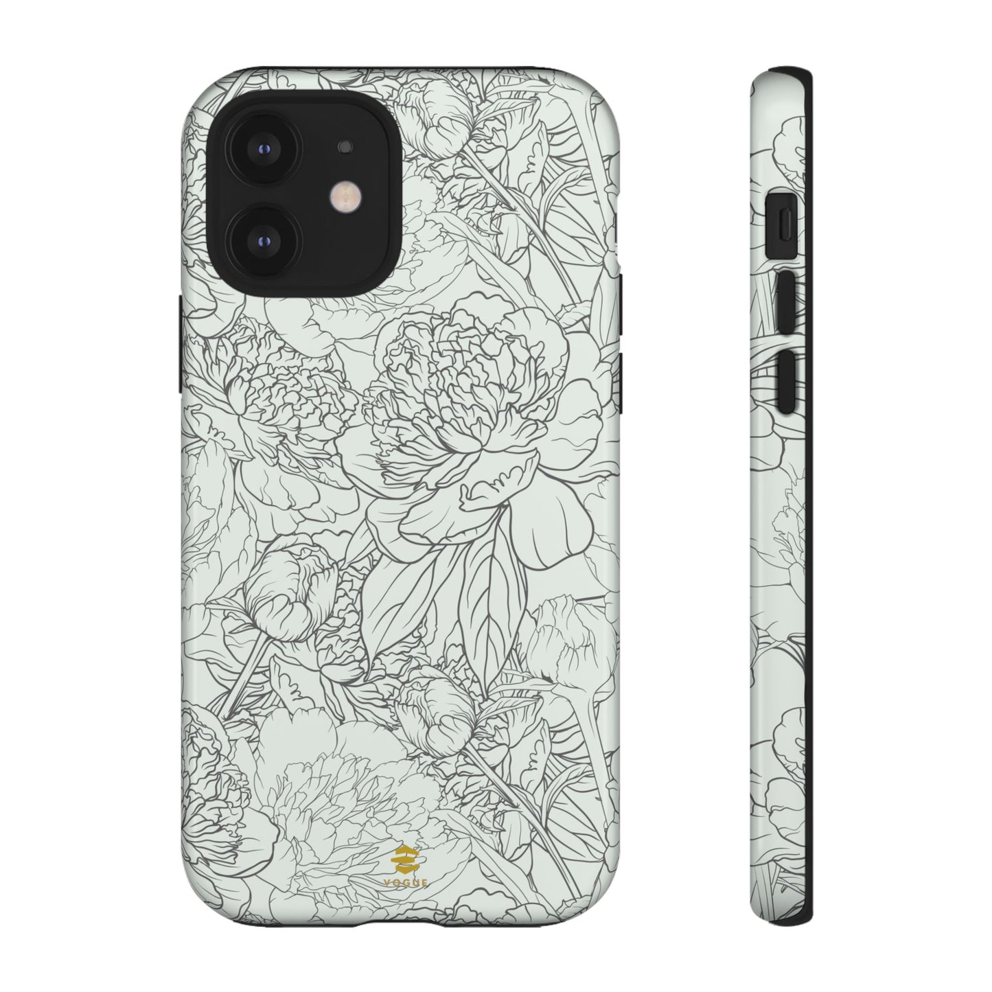 Funda para iPhone con diseño de peonías y salvia